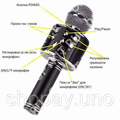Беспроводной караоке микрофон WS858-1 ∙ Колонка-микрофон ∙ Вluetooth ∙ USB ∙ microSD | Зображення 2
