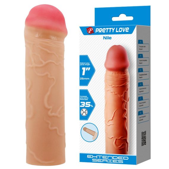 Насадка  на пеніс PRETTY LOVE Nile 1( 25 mm) Extended Series, TPR sexstyle | Зображення 1