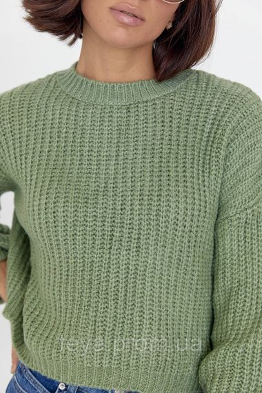 Короткий в'язаний джемпер oversize колір м'ятний розмір S FL_000678 | Зображення 3