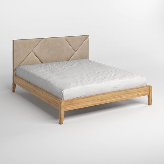 Двоспальне дерев&#039;яне ліжко Mebigrand Нью-Йорк ДК Горіх світлий/Аляска 23 (Бежевий) 140х190 см (MBG-10249) | Зображення 1