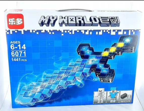 Дитячий конструктор Minecraft MyWorld діамантовий меч Майнкрафт з підсвічуванням 1441 деталь конструктор | Зображення 2