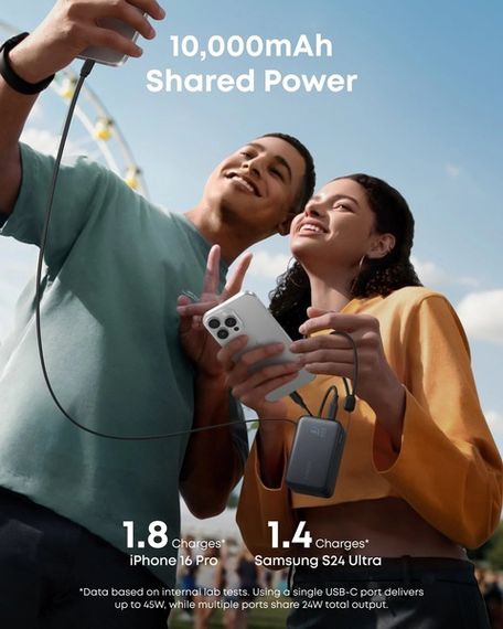 Портативний зарядний пристрій Anker Nano - 10000 mAh 45W Built-In USB-C Cable Black | Зображення 5