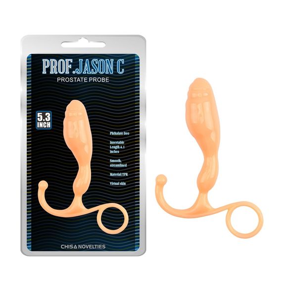 Стимулятор простати Chisa Prof.Jason C з фігурною ручкою, бежевий Sex Aura