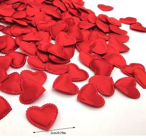 Декор , прикраси- Шовкові  серця  Колір червоний  ( 100 шт) Новинка !