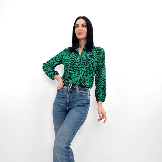 Женская стильная блуза с принтом GF04199 цвет зеленый, размер 42/44 | Зображення 2