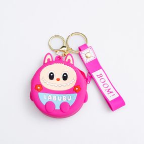 Дитячий гаманець-брелок Лабубу 7,5×7×2,5 (см з ремінцем і карабіном Рожевий HP-55-15P