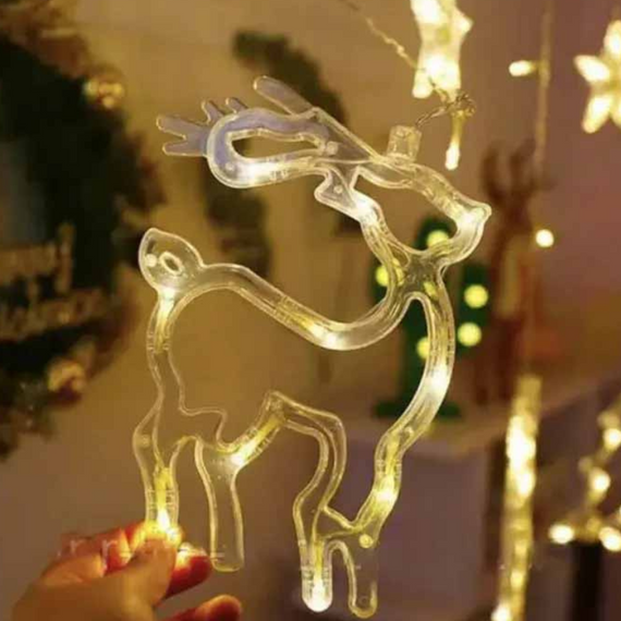 Світлодіодна гірлянда штора, святкова світлодіодна гірлянда штора мікс LED-завіса з фігурами знижка | Зображення 2