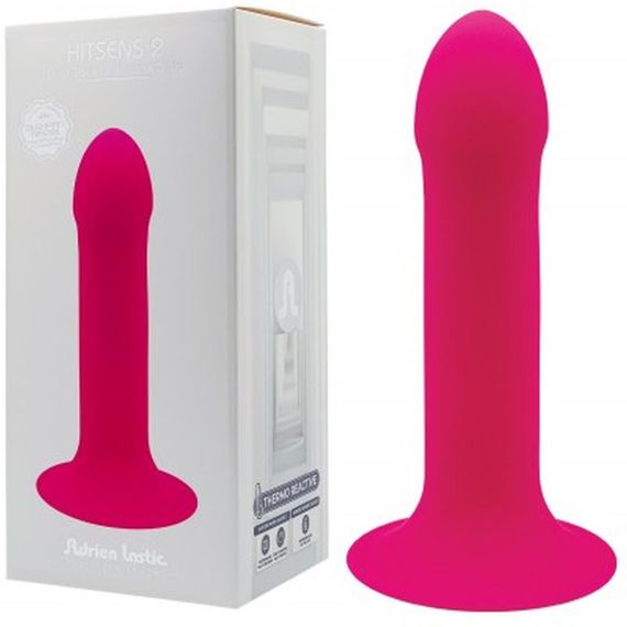 Фалоімітатор термореактивний Adrien Lastic Hitsens 2 подвійний щільності, на присосці, рожевий Sex Aura