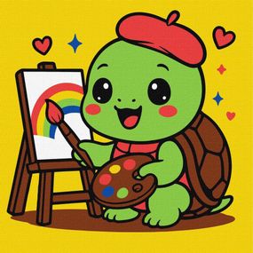 Картина за номерами "Черепашка художник" ©art_selena_ua KHO1296, 25х25 см