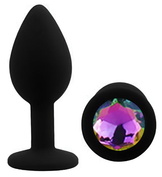 Силіконова анальна пробка EGZO - Silicone Black Round Plug Rainbow, size S Sex Aura | Зображення 1