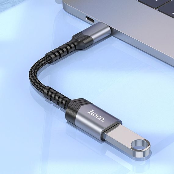 Перехідник Hoco UA24 Type-C male to USB female 3.0 Metal gray | Зображення 4