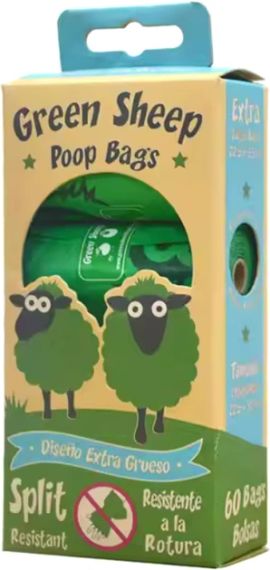 Упаковка пакетів для прибирання за тваринами Green Sheep біорозкладні 15х4 шт Зелені