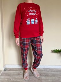 Новорічна тепла жіноча піжама COSY з начосом "Winter Holiday"