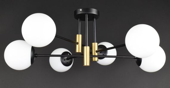 Люстра стельова на 6 лампочок 27751 Чорний 28х72х72 см. | Зображення 3