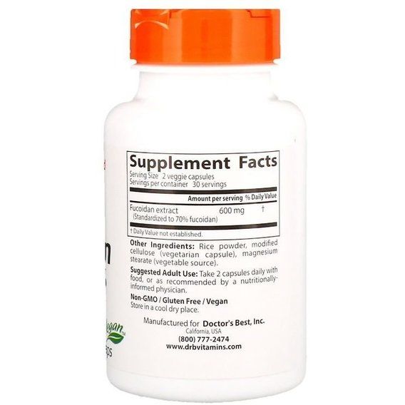 Фукоидан Doctor's Best Fucoidan 70% 60 Veg Caps | Зображення 1