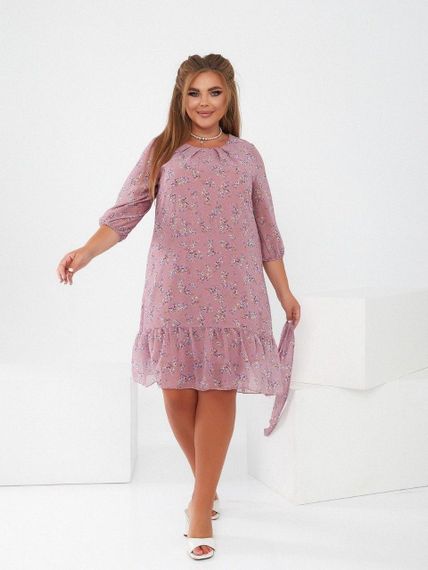 Розкішне жіноче шифонове плаття з квітковим принтом батальне Sofia SF- 470 Фрез, 56
