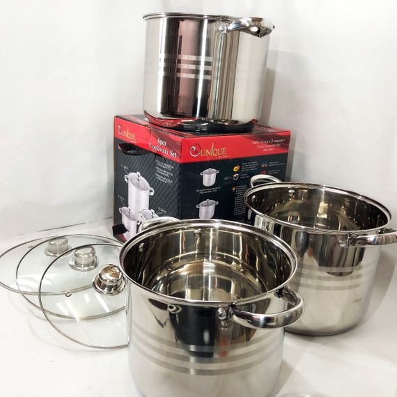 Набор каструль для электрических плит Unique, Набор кастрюль-сотейников больших кастрюль HN-93 | Зображення 8