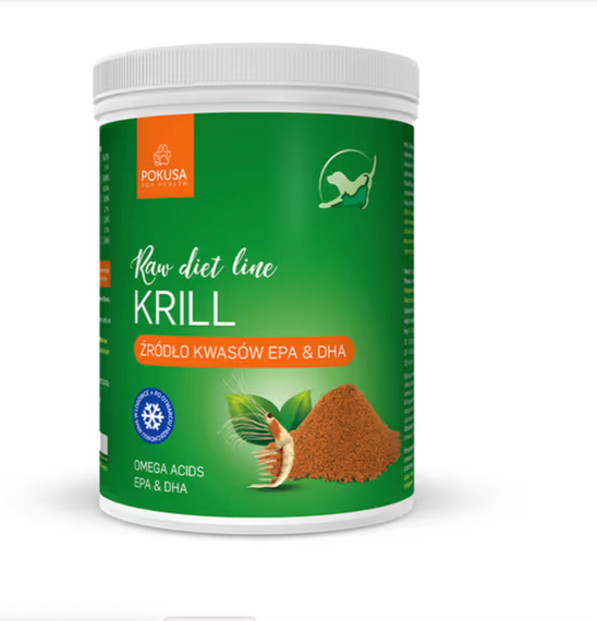 Сублимированная мука из криля для собак и кошек, Pokusa RawDietLine Krill источник кислот Омега, ЭПК и ДГК 700 грам