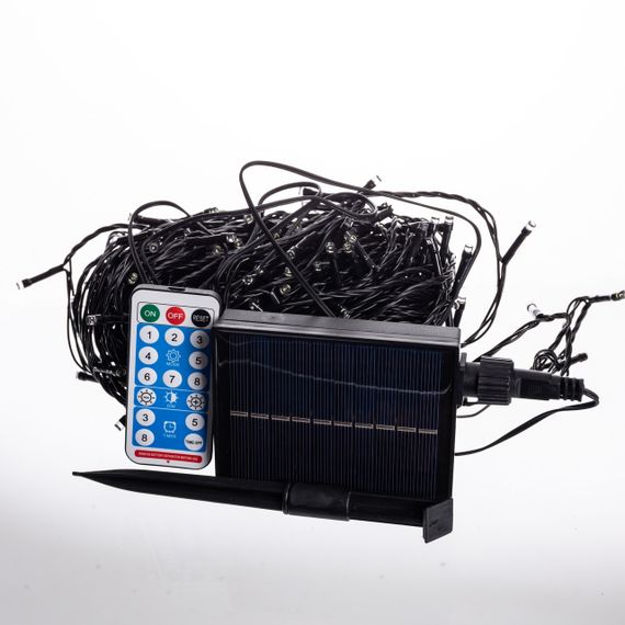 Новорічна гірлянда вулична 30 м 300 LED з сонячною батареєю чорний провід Білий SB300L30MBW | Зображення 5