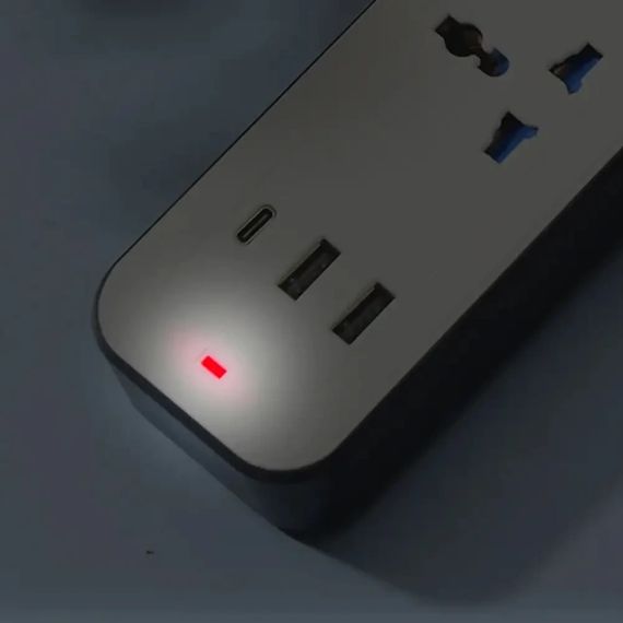 Мережевий подовжувач-розгалужувач 3 розетки з USB Type-C, 2м, WL-7, Білий / Подовжувач з USB портами / Мережевий фільтр | Зображення 8