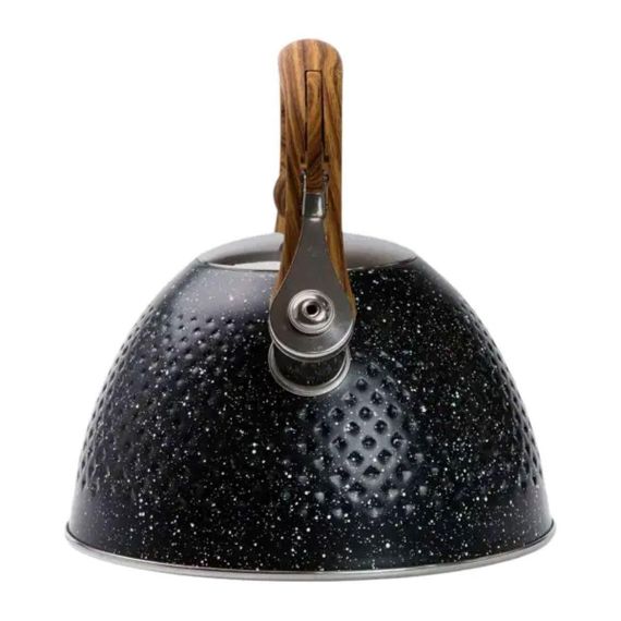 Чайник зі свистком 3 л з дерев'яною ручкою чорний товсте дно | Зображення 2