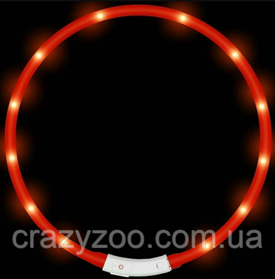 Ошейник для собак LED светящийся красный 70 см 6648 | Зображення 1