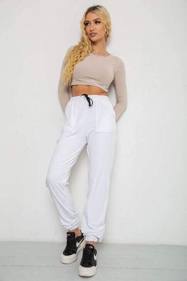 Штаны женские велюровые, цвет белый, 238R58168 | Зображення 1