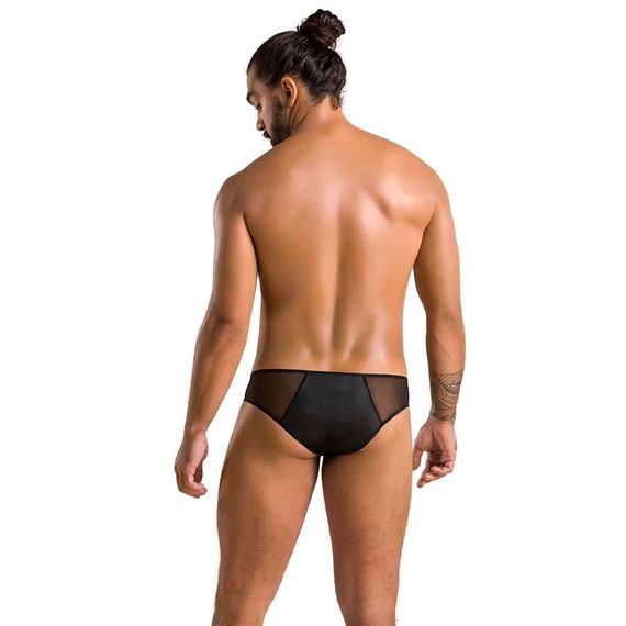 Чоловічі сліпи на блискавці Passion 042 SLIP TIMMY XXL/XXXL Black, екошкіра, сітка | Зображення 3