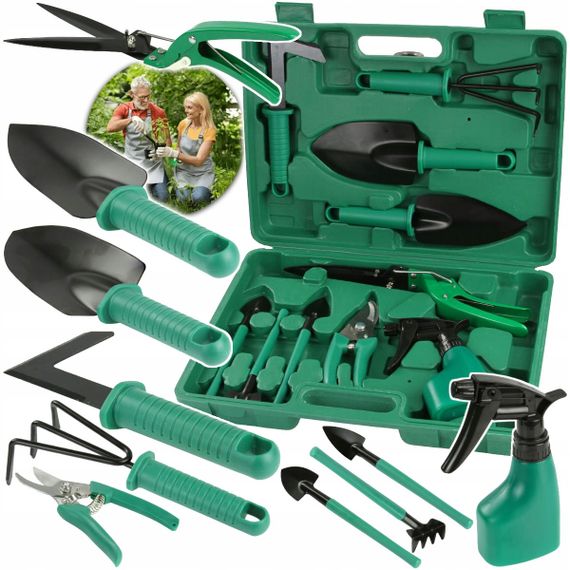 Великий набір садових інструментів у кейсі (10 предметів)