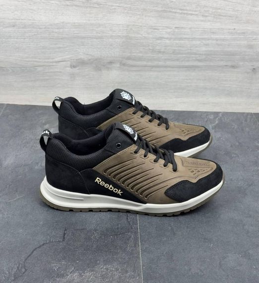 Демісезонні шкіряні кросівки Reebok колір оливковий/чорний | Зображення 2