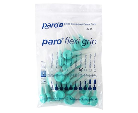 Міжзубні щітки paro® FLEXI-GRIP, середні, зелені, циліндричні (Ø щітки 5 мм, ДОО* 1.3 мм), 1уп. х 30 шт. | Зображення 1