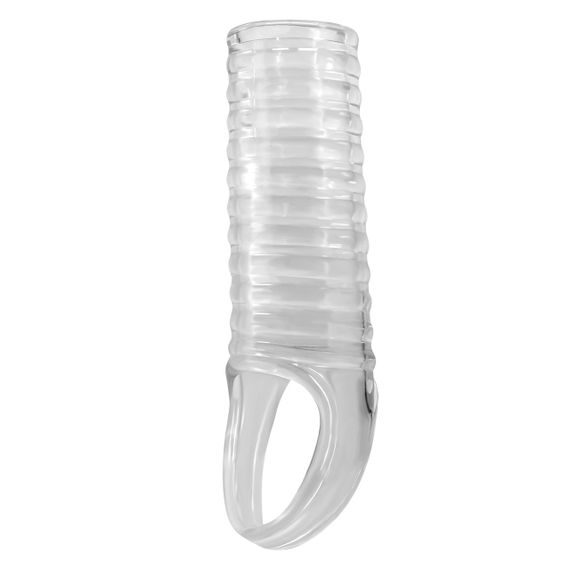 Насадка на пеніс ребриста Pretty Love Hartman відкрита, з петлею, прозора sexstyle