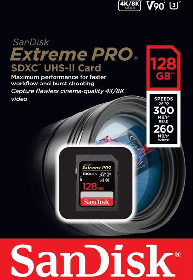 Карта пам'яті SanDisk 128GB SDXC C10 UHS-II U3 V90 R300/W260MB/s Extreme Pro (SDSDXDK-128G-GN4IN) | Зображення 3