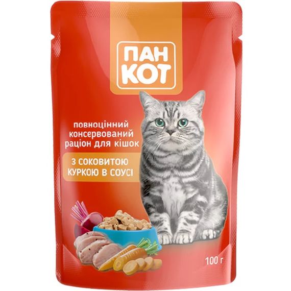 Пан Кот КУРКА в соусі, пауч 100г (24шт/уп).