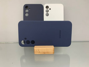 Samsung A34 Протиударний чохол з логотипом софт тач синій