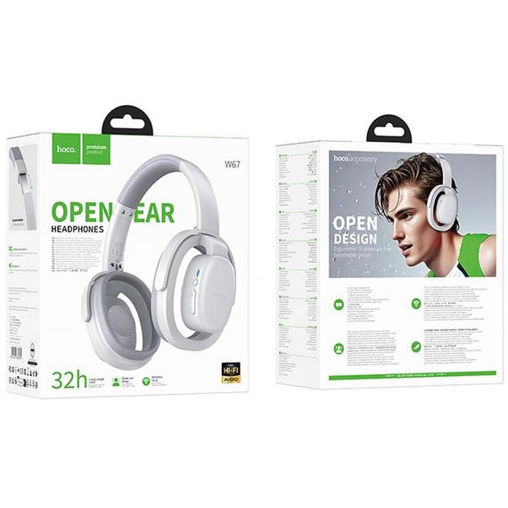 Накладні бездротові навушники Hoco W67 Rhyme Open Ear Gray | Зображення 2