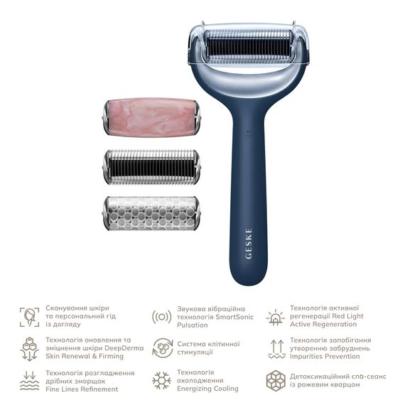 Ролик для голкової мезотерапії обличчя та тіла GESKE MicroNeedle Face&Body Roller 9в1 turquoise, Синій | Зображення 1