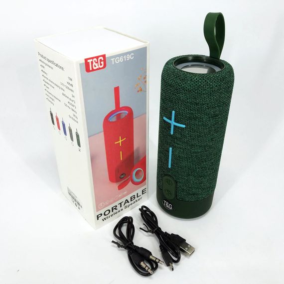 Портативна Bluetooth колонка TG619C FM-радіо USB/TF з ремінцем, колонка з акумулятором. Колір: зелений | Зображення 9