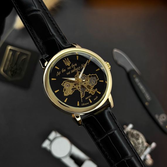 Класичний чоловічий годинник Awarder 022 Gold-Black Mechanic Де би не був | Зображення 7