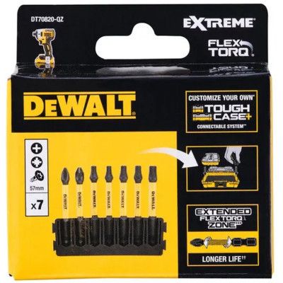 Набор бит DeWALT в касете для Tough Case, FlexTorq, L57 мм,Рh2, Рz2,T20-2шт.T25-2шт.,T30 (DT70820) | Зображення 1