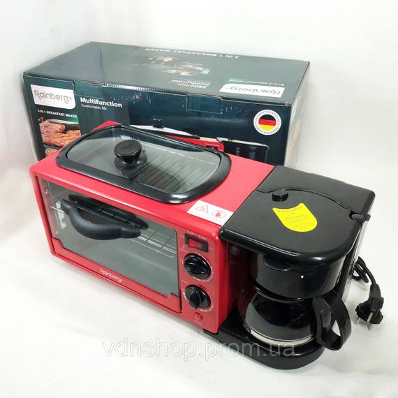 Настільні плити електронні Rainberg, Електрогриль для приготування сніданків, Духовка піч з кавоваркою QK-42 | Зображення 4