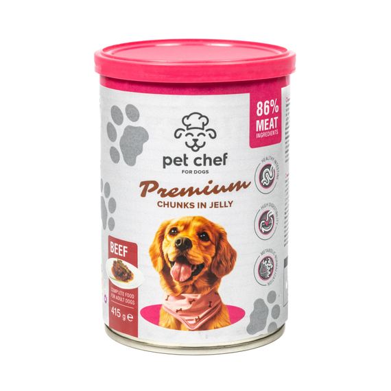 Вологий корм для собак Pet Chef шматочки в желе з яловичиною 415г | Зображення 4