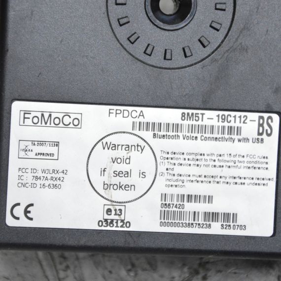 Модуль Bluetooth Ford Focus III Fiesta VII 2010-2020 Блок управління блютуз Форд Фокус Фієста 8M5T19C112BS | Зображення 3