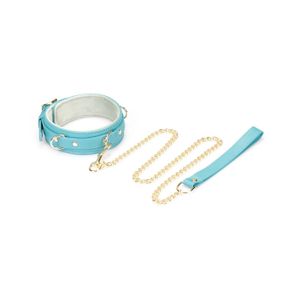 Ошейник с поводком Liebe Seele Blue Lamb Leather Collar with Velvet Lining Sex Aura