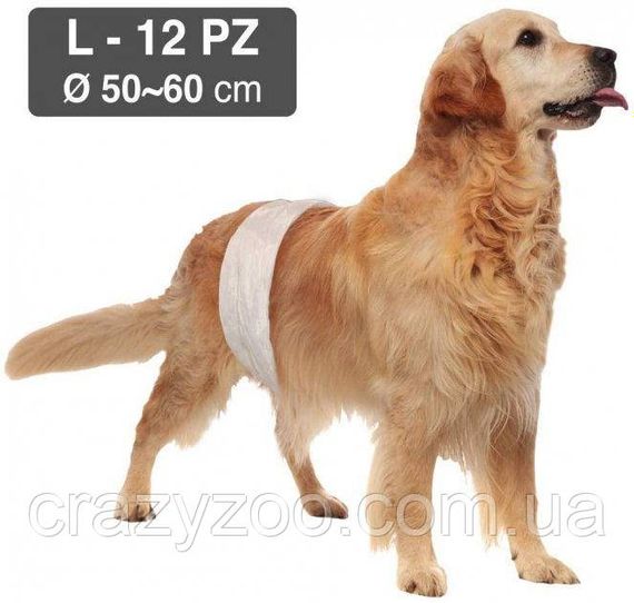 Підгузник-пов'язка для кобелів Croci Dog Nappy L обхват 50-60 см ЦІНА ЗА 1 ШТ C6028997 | Зображення 1