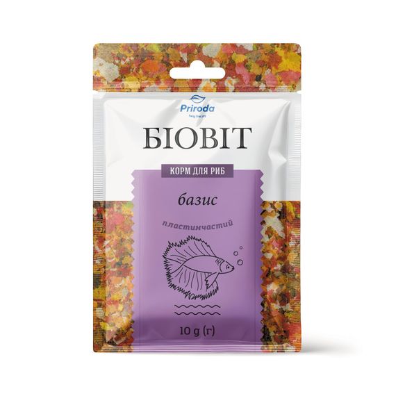 Корм Природа Біовіт Базіс для акваріумних риб пластинчатий 10 г