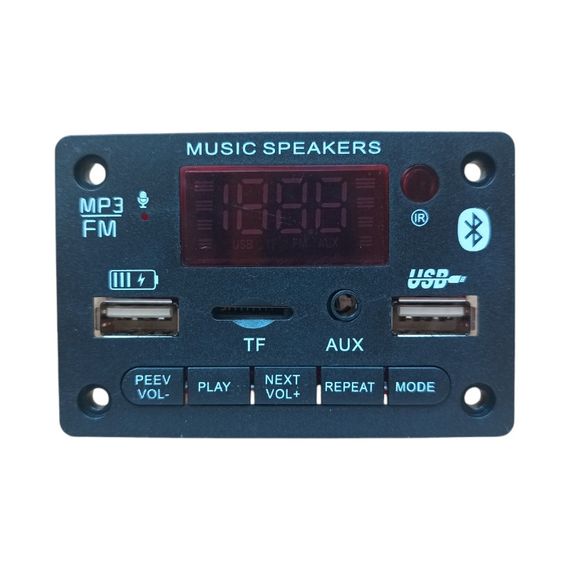 Mp3 модуль 2*40W с bluetooth FM радио, microSD, USB, микрофон, модель, черный цвет | Зображення 1