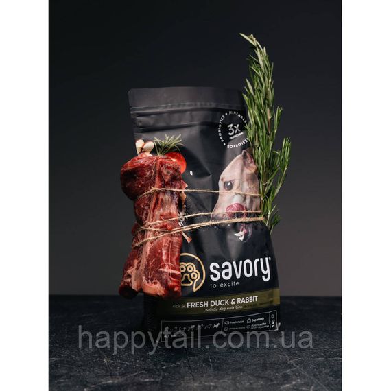Корм Savory Adult All Breeds для собак усіх порід (качка та кролик), холістик, 1 кг | Зображення 4