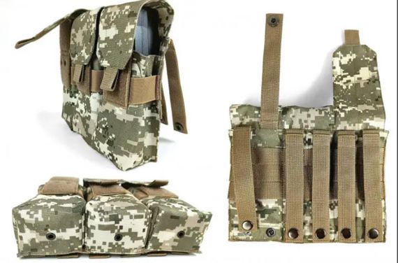 Підсумок під 6 магазінів АК/РПК потрійний Піксель ЗСУ MM-14 (MOLLE, підсумок на розгрузку, жилет, РПС)