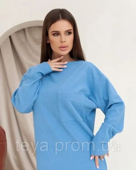 Платье для женщин цвет голубой размеры S, L, XL FI_009694 | Зображення 3